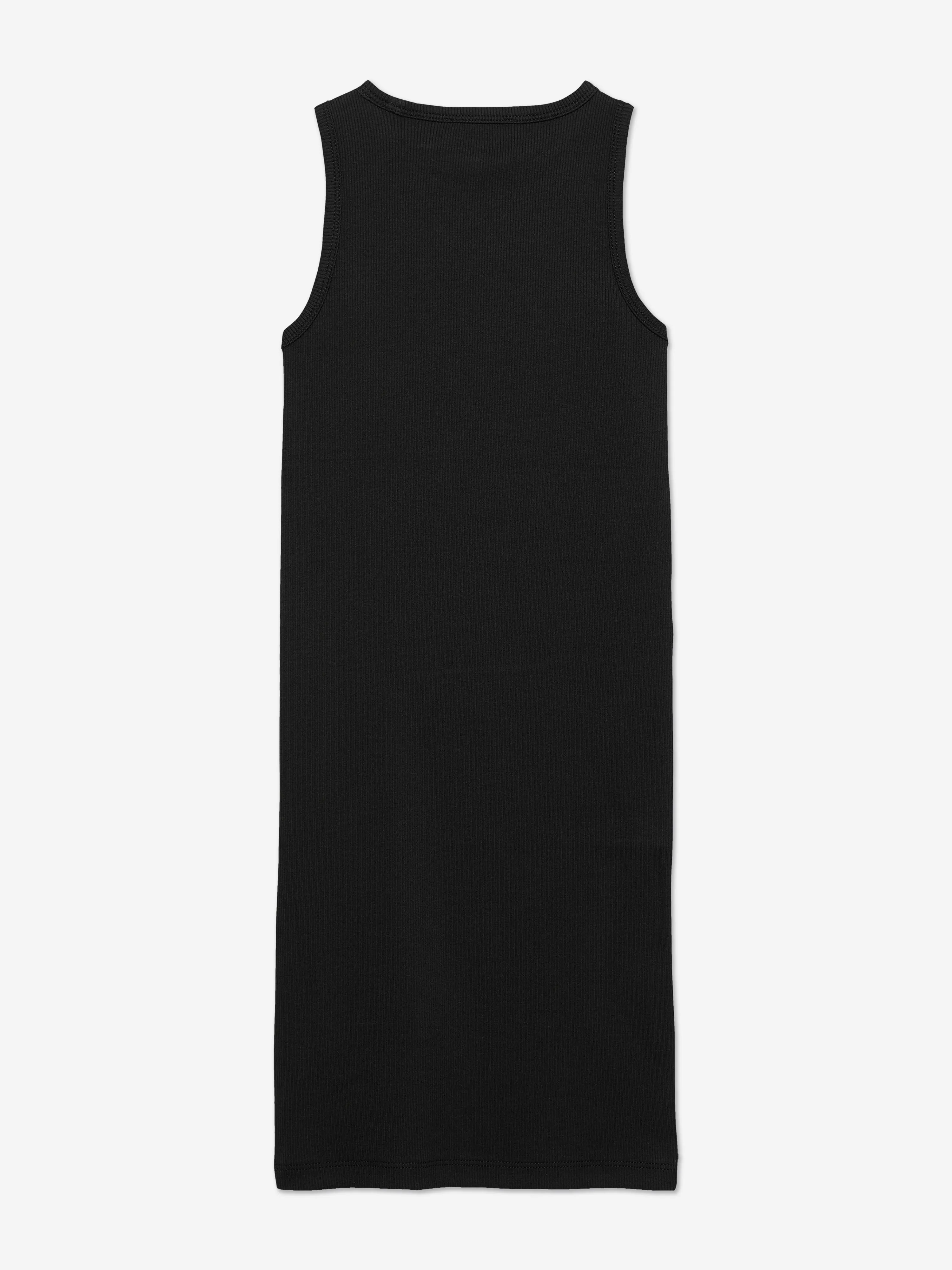 Girls Rib Sleeveless Dress in Black