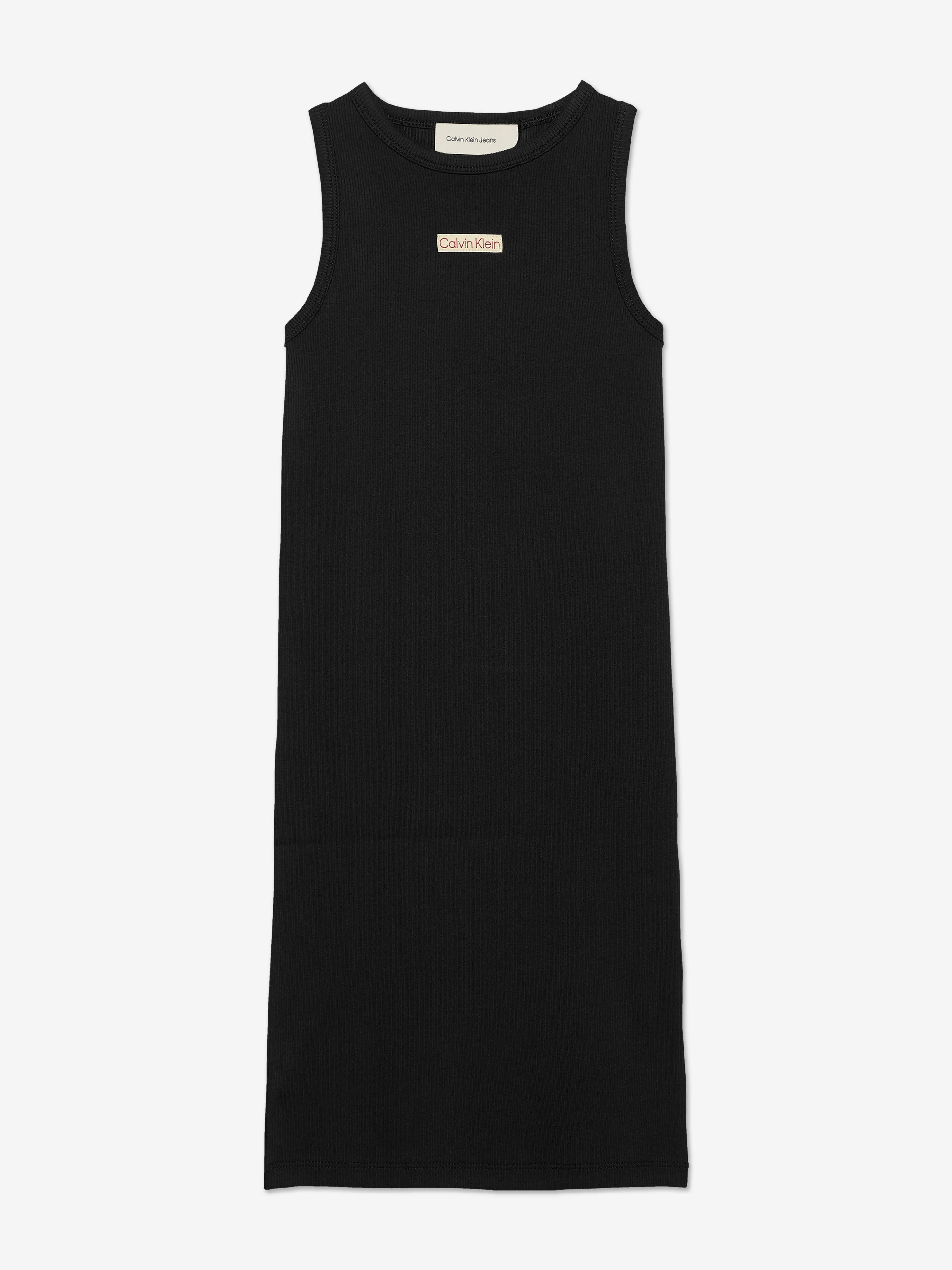 Girls Rib Sleeveless Dress in Black