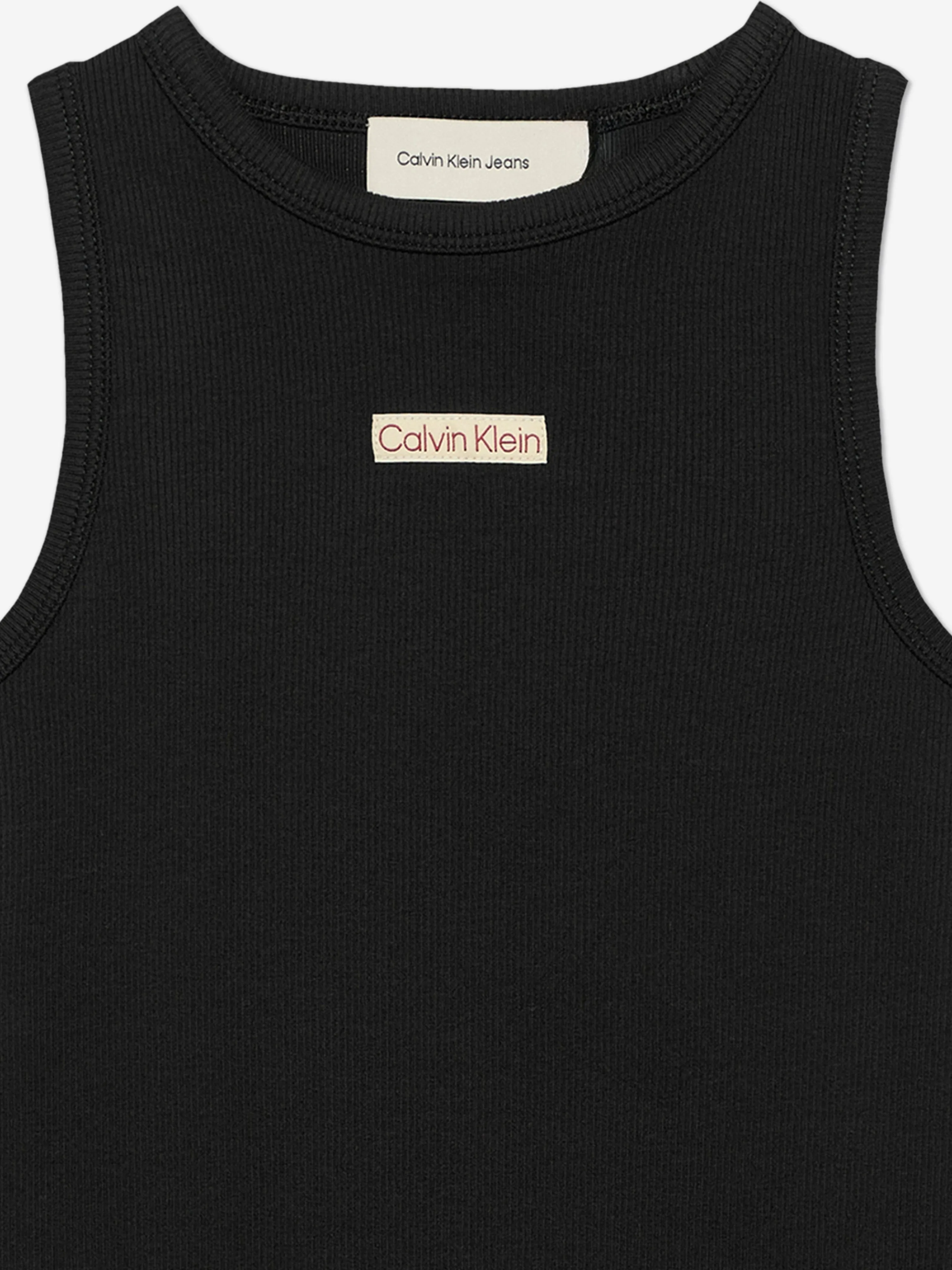 Girls Rib Sleeveless Dress in Black