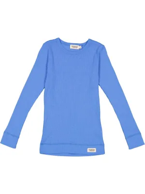 Girls Ribbed Long Sleeve Shirt In Vivid Blue