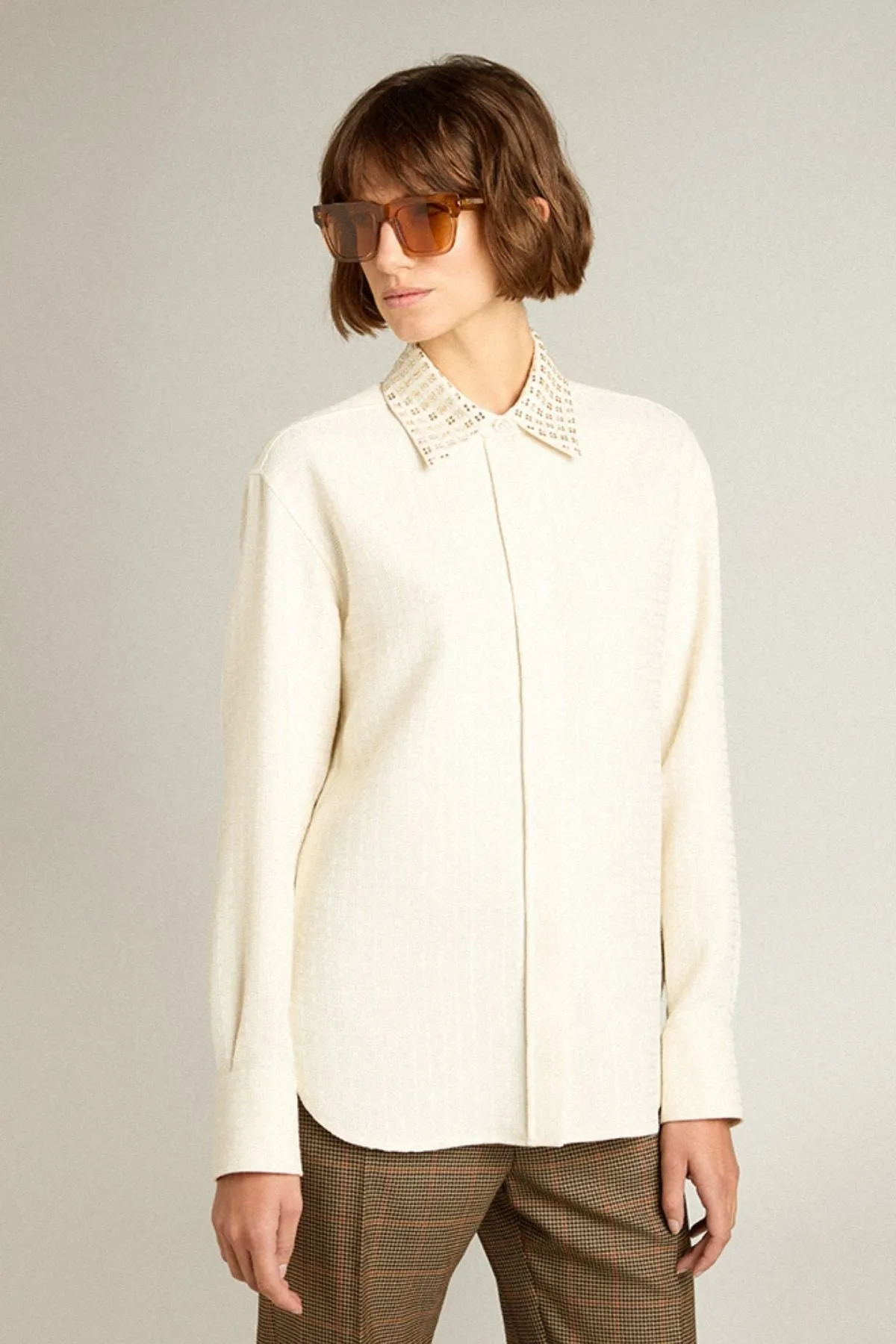 Golden Goose Check Jacquard Shirt - Papyrus GOLDEN GOOSE