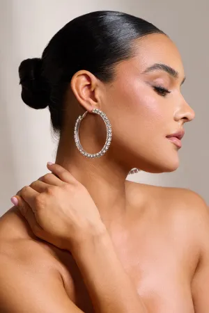 Grace | Silver Chunky Diamante Hoop Club L London