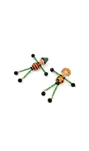 Green dolls beaded earrings Gloria Lanvin