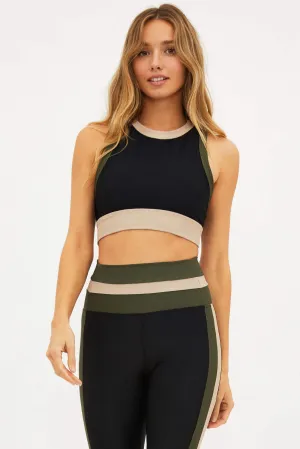 Gwen Top Military Olive Colorblock Beach Riot