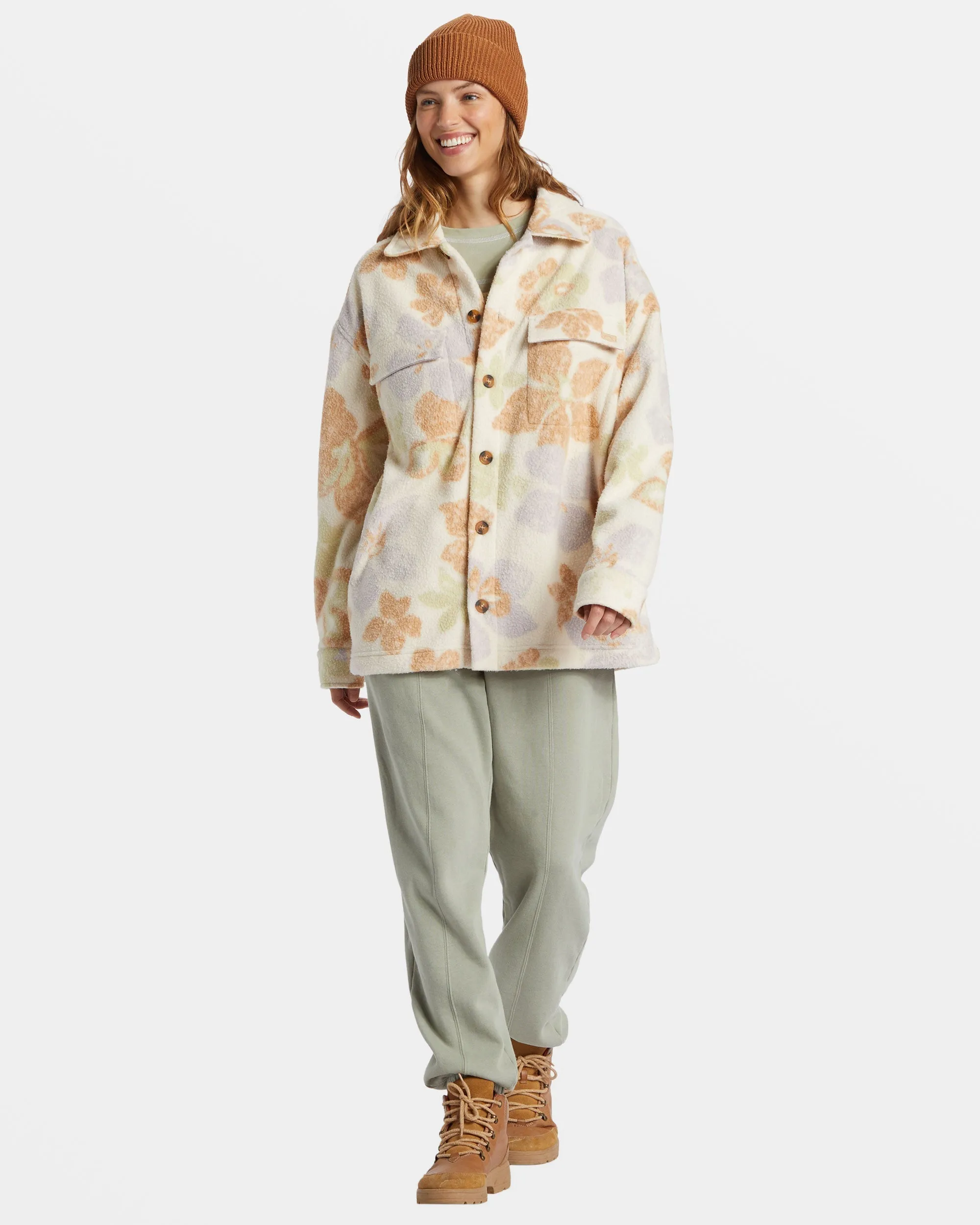Happy Camper Shacket Button Sweater - Summer Rain Billabong