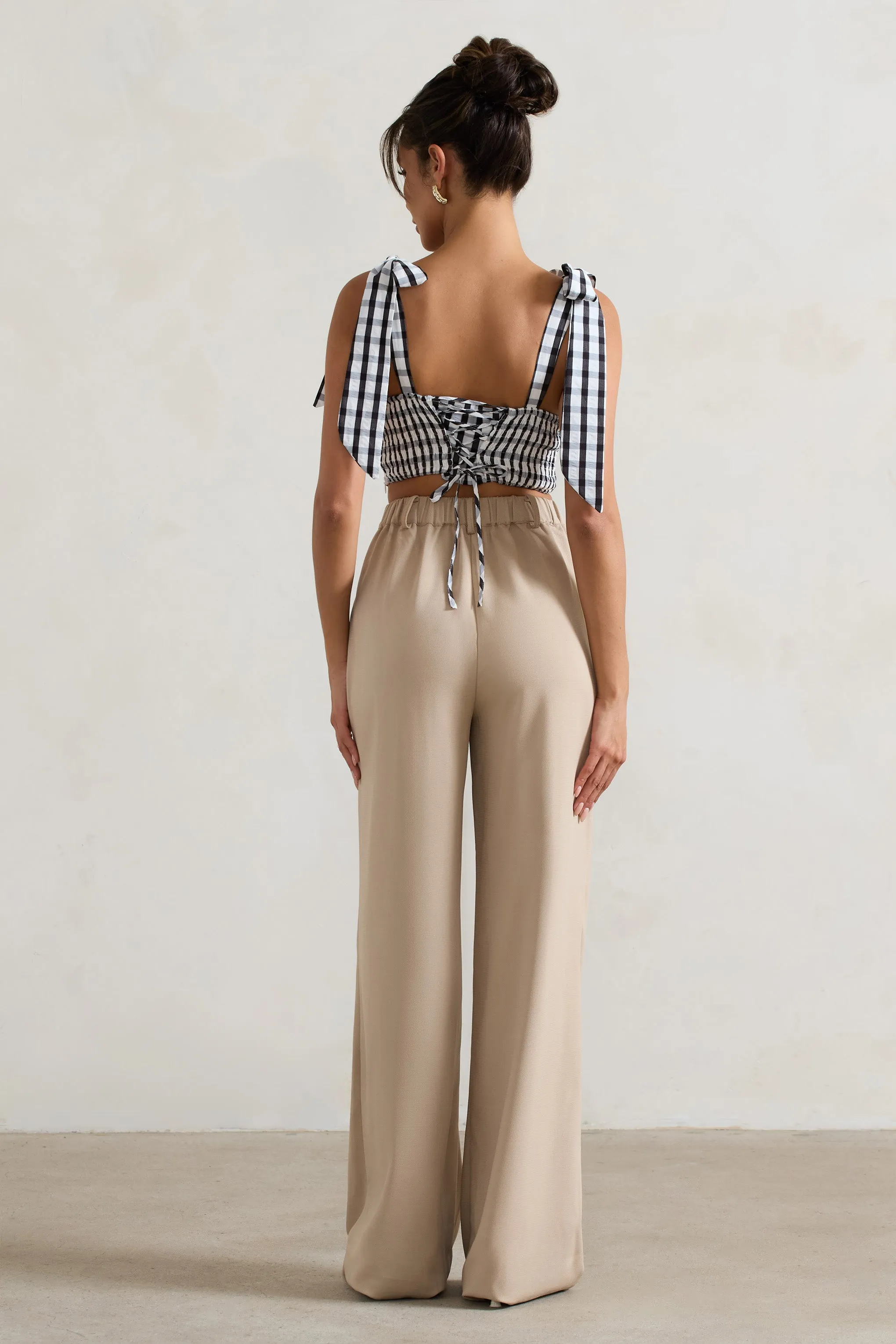 Hastings | Stone High-Waist Wide-Leg Trousers Club L London
