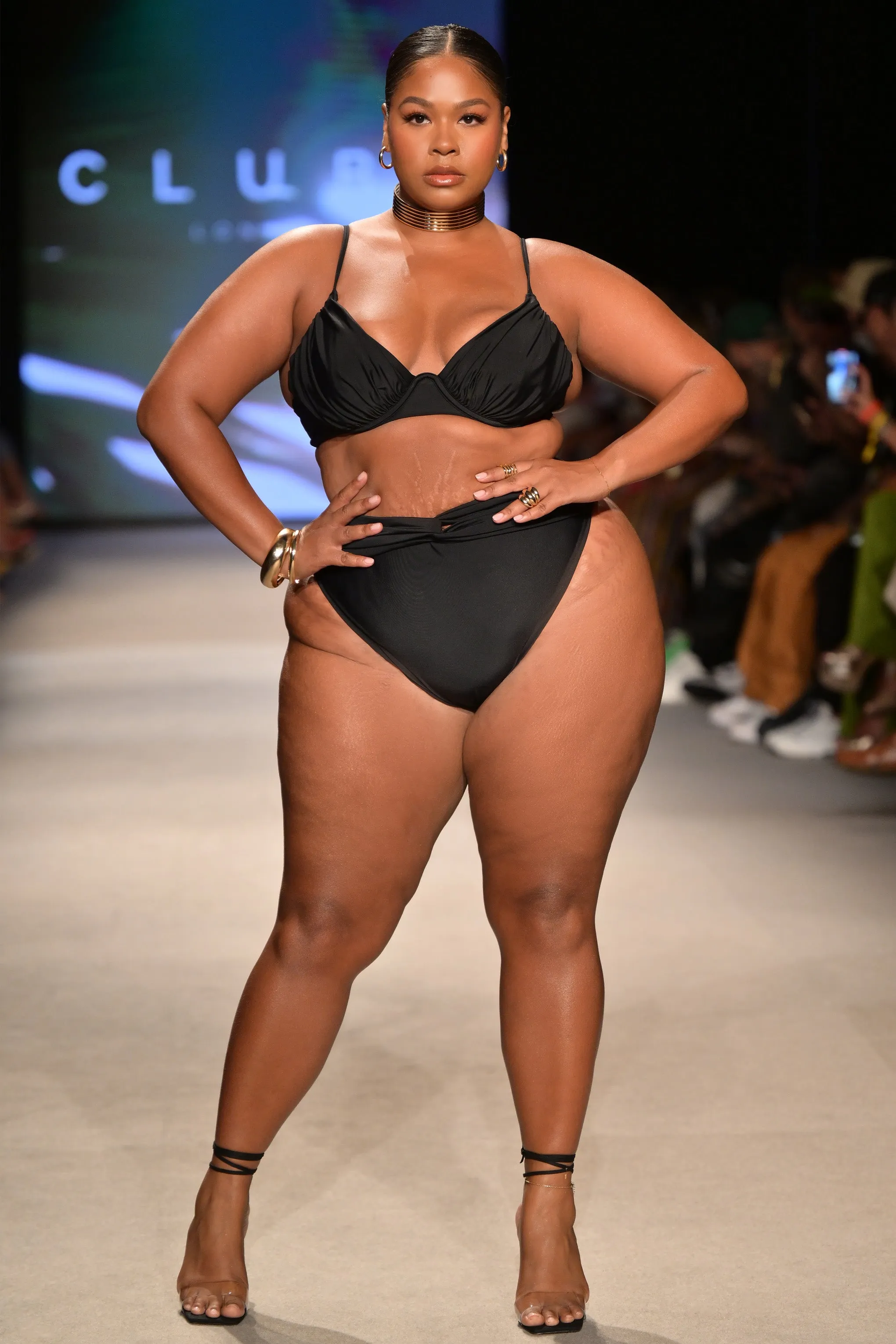 High Tide | Black High Waisted Twist Front Bikini Bottoms Club L London