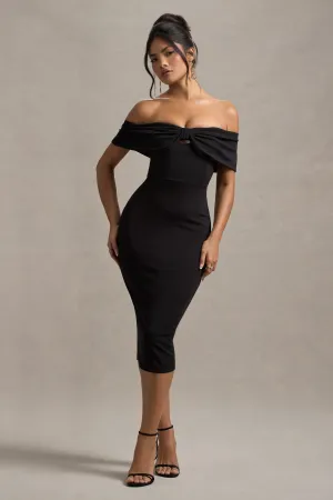 Hope | Black Bow Bardot Midi Dress Club L London