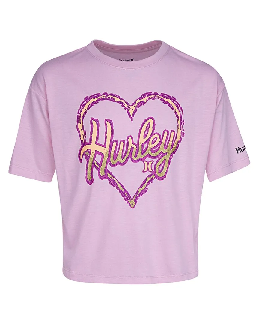 Hurley Boxy Heart Graphic T-Shirt with Hair Tie