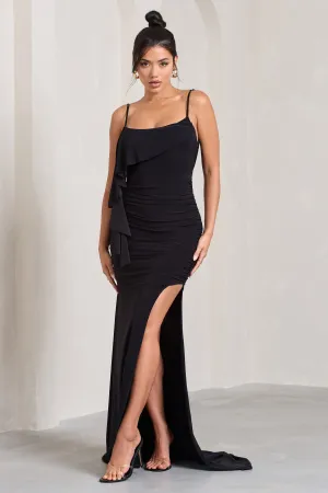 In Whispers | Black Split Maxi Dress Club L London