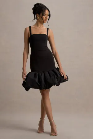 Jacque | Black Drop-Waist Midi Dress With Volume Hem Club L London