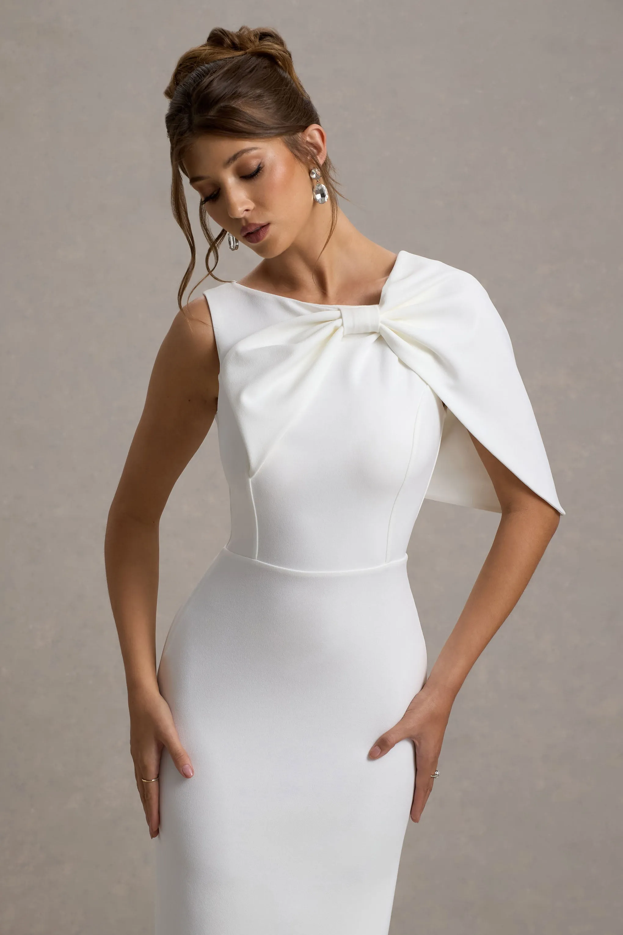 Jamela | White One-Sleeve Maxi Dress Club L London