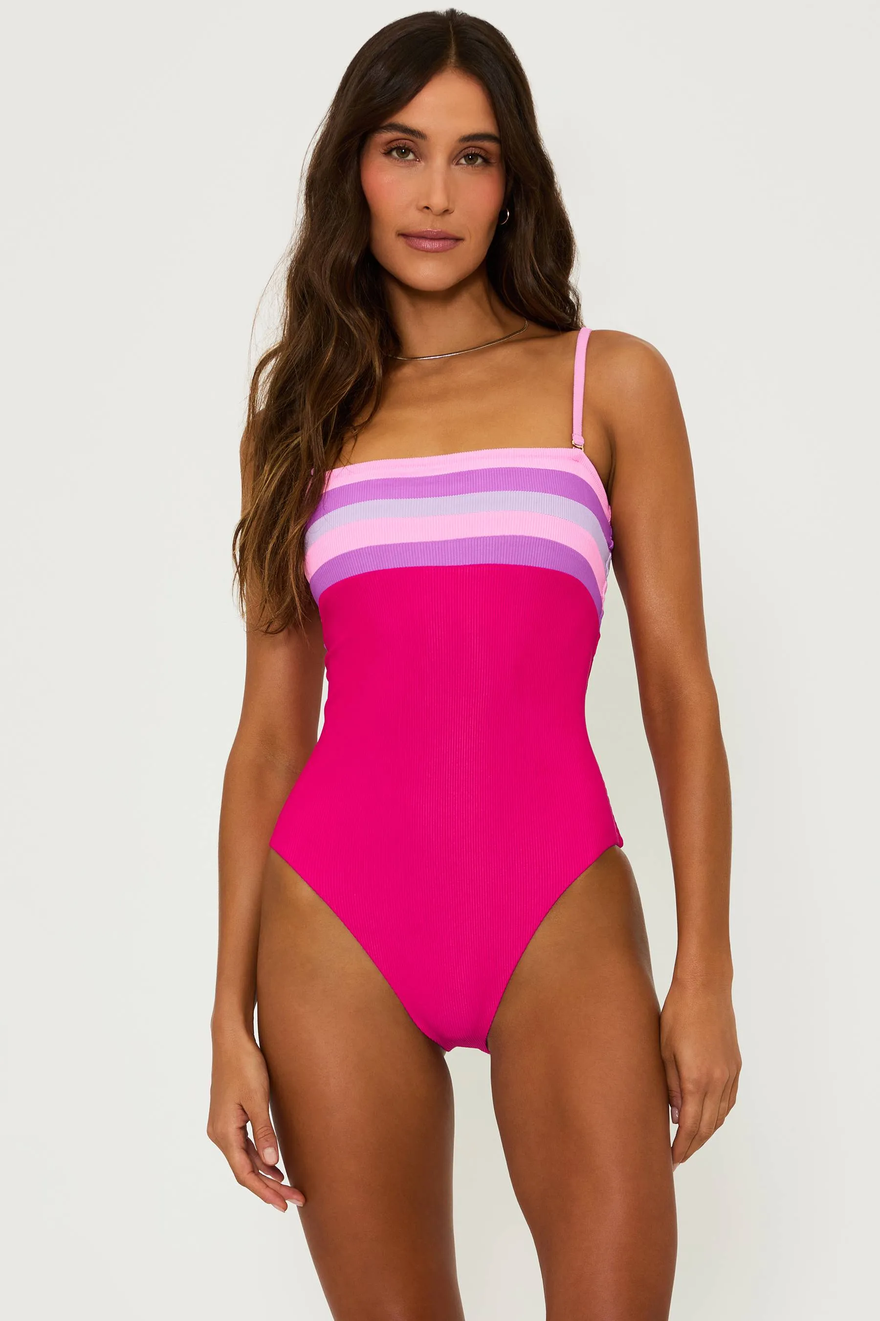 Jessa One Piece Raspberry Colorblock Beach Riot