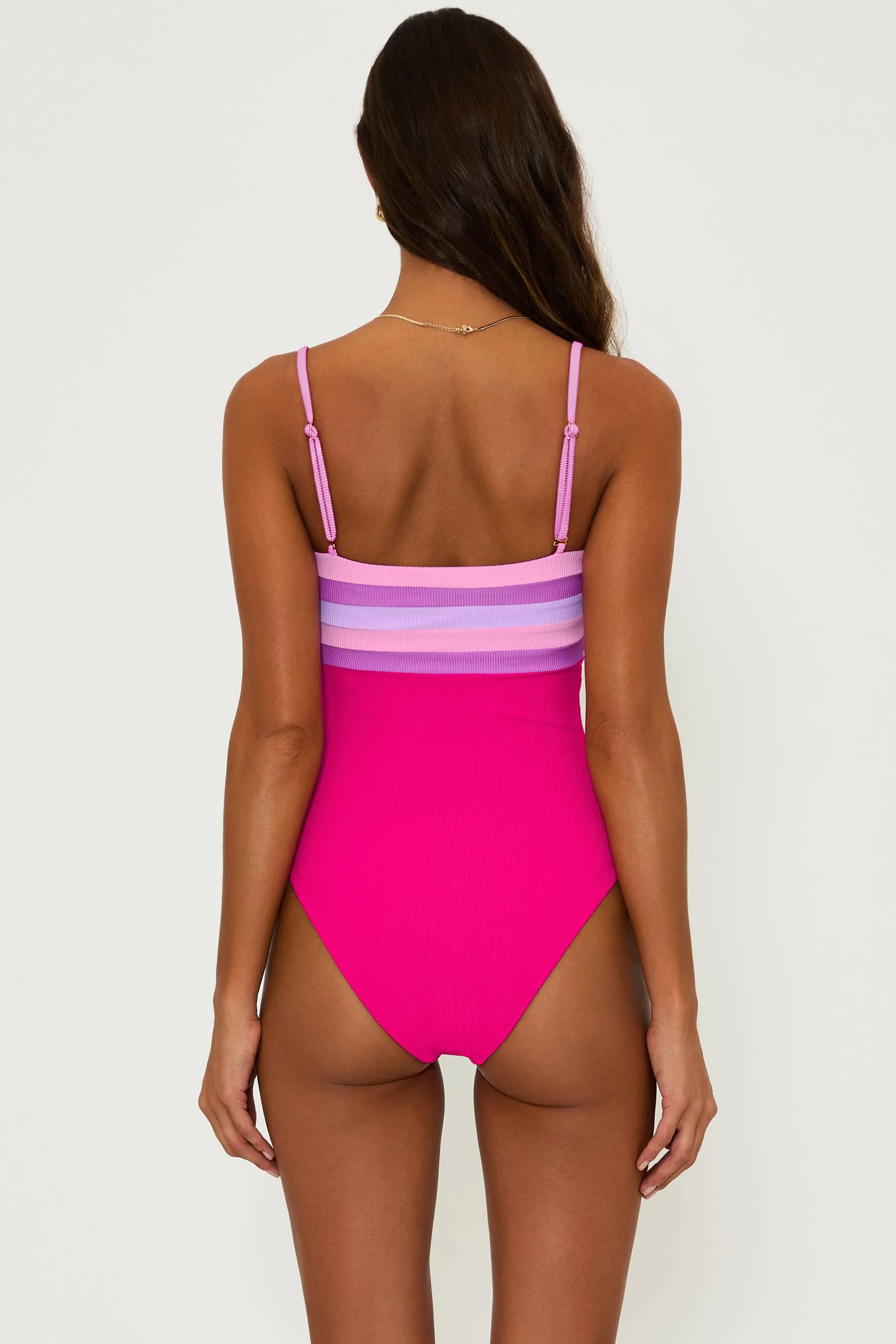Jessa One Piece Raspberry Colorblock Beach Riot