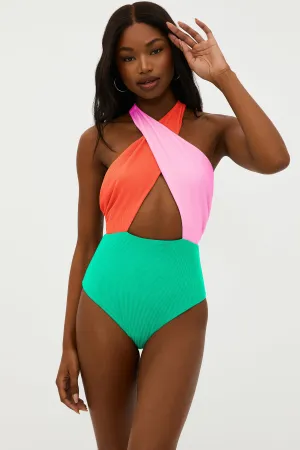Jessica One Piece Coral Beach Colorblock Beach Riot