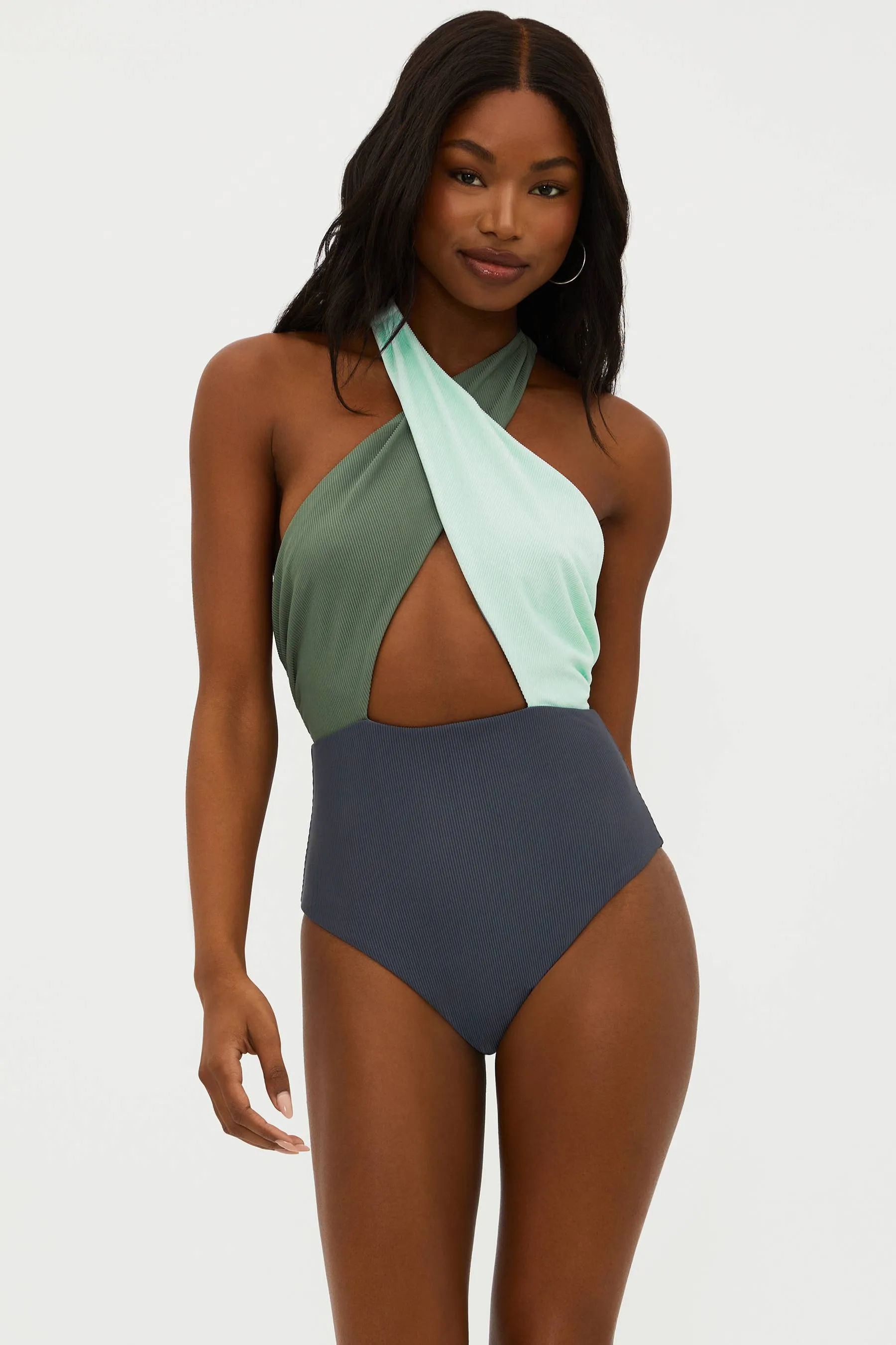 Jessica One Piece Palm Paradise Colorblock Beach Riot