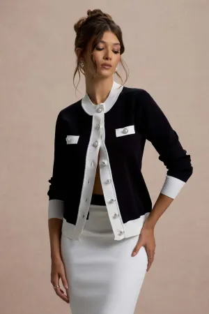 Joelle | Black & White Knit Cardigan Club L London