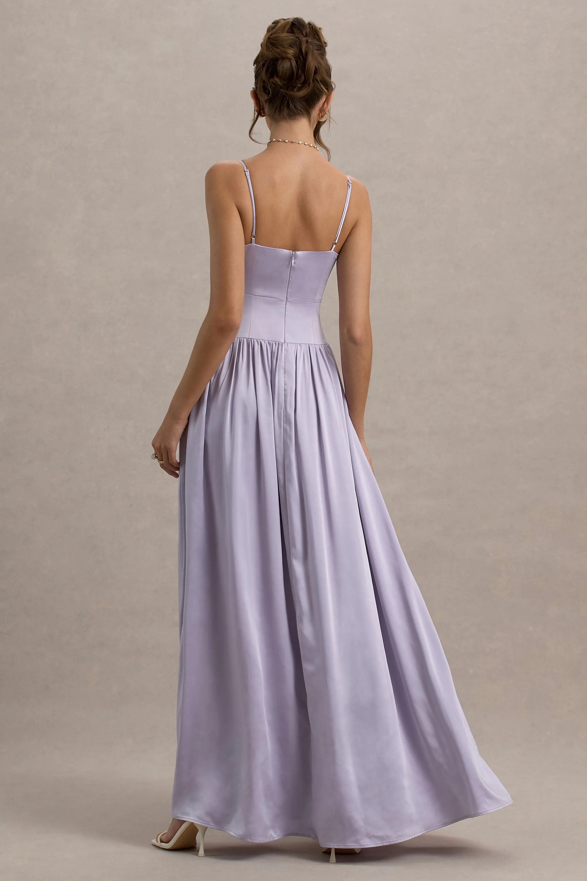 Jonas | Lilac Plunge-Neck Maxi Dress With Cami Straps Club L London