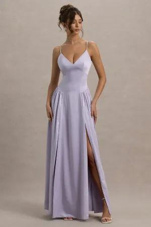 Jonas | Lilac Plunge-Neck Maxi Dress With Cami Straps Club L London
