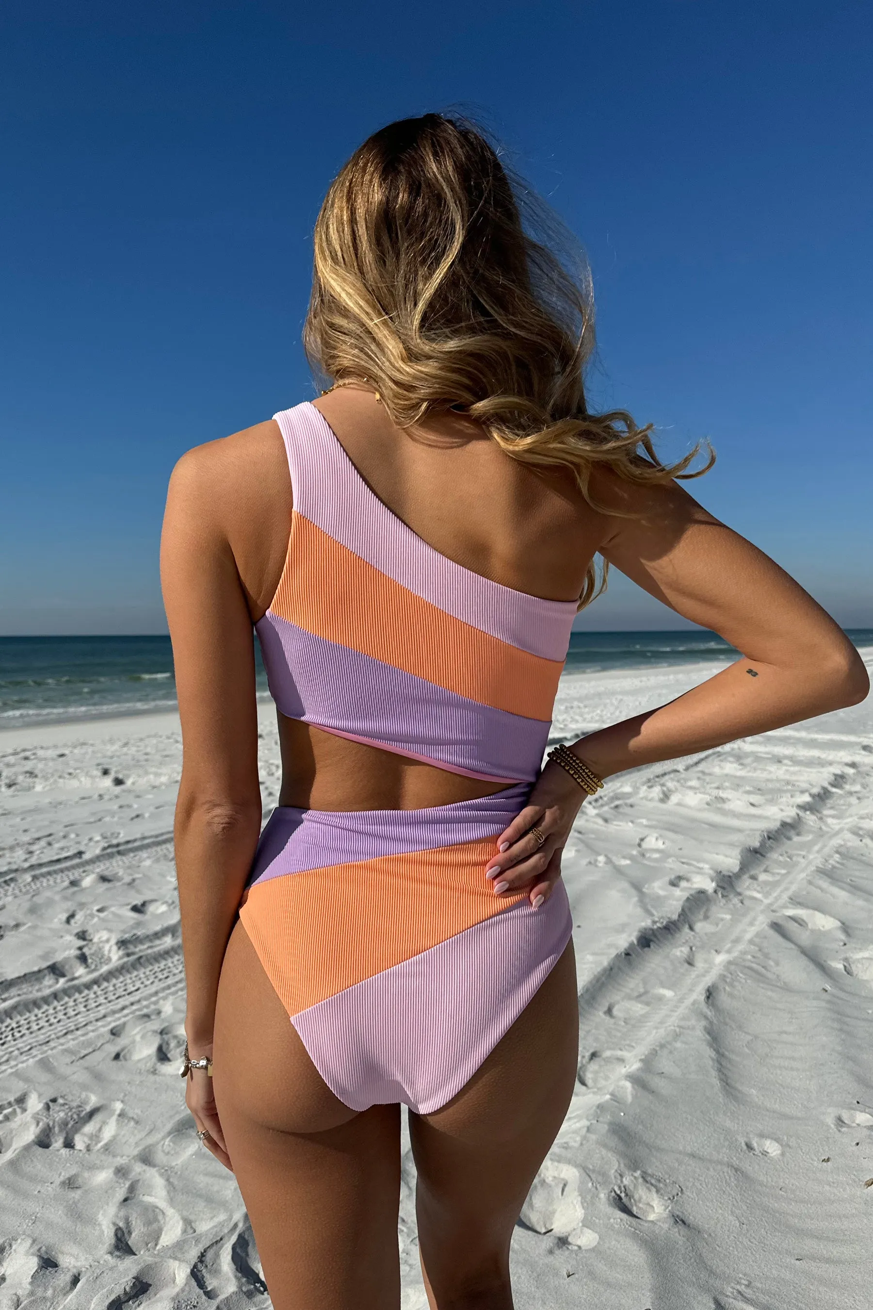 Joyce One Piece Pastel Poppy Colorblock Beach Riot