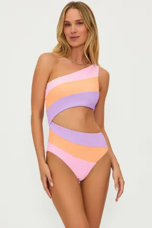 Joyce One Piece Pastel Poppy Colorblock Beach Riot