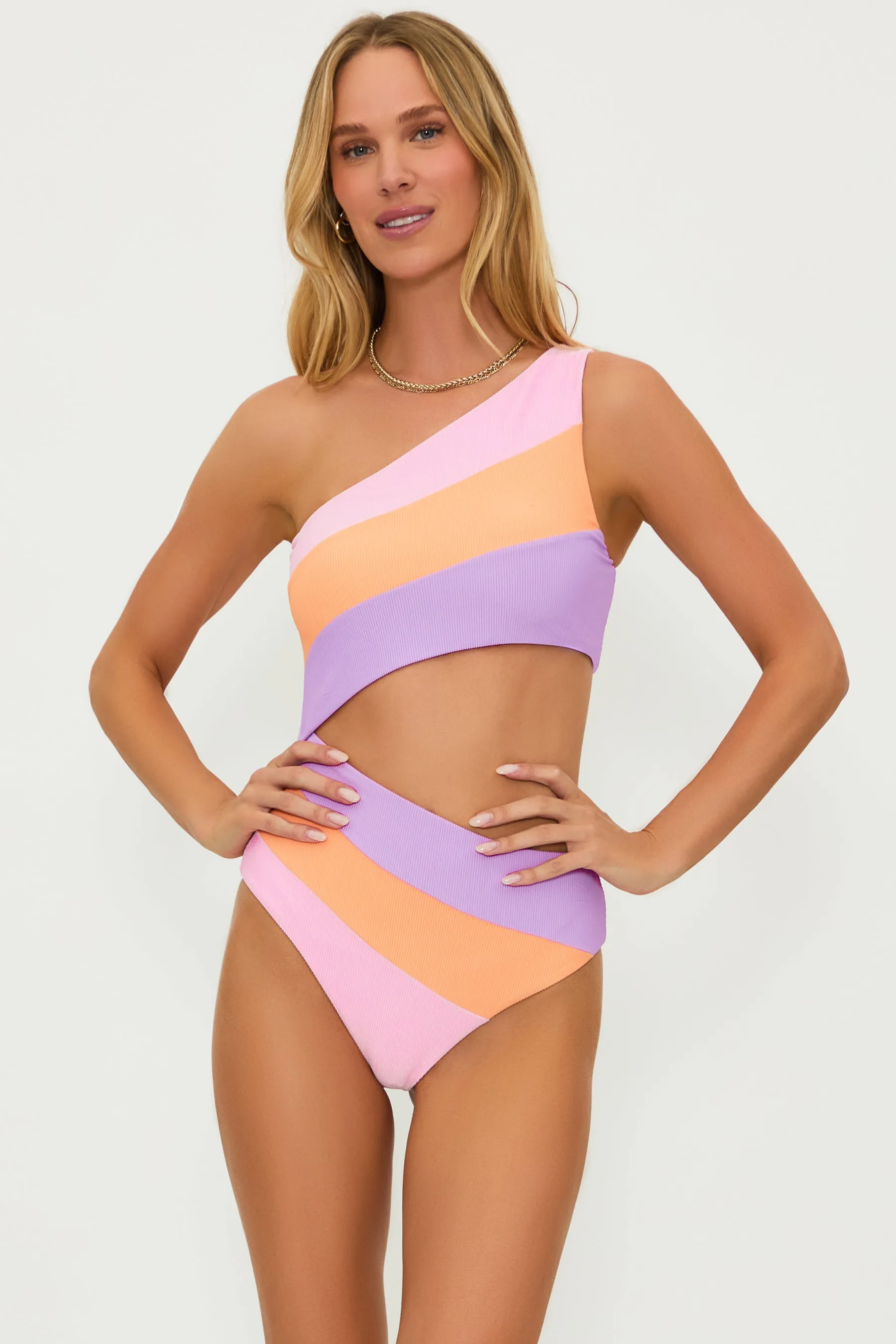 Joyce One Piece Pastel Poppy Colorblock Beach Riot