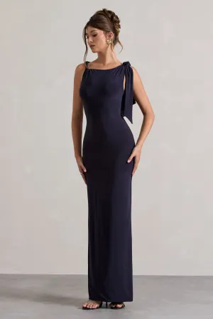 Kacey | Navy Twisted Knot Maxi Dress Club L London