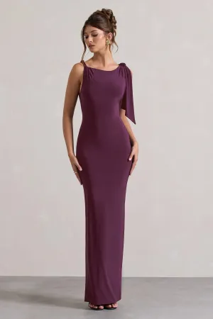 Kacey | Plum Twisted Knot Maxi Dress Club L London