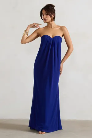 Kaz | Royal Blue Chiffon Sweetheart Maxi Dress Club L London