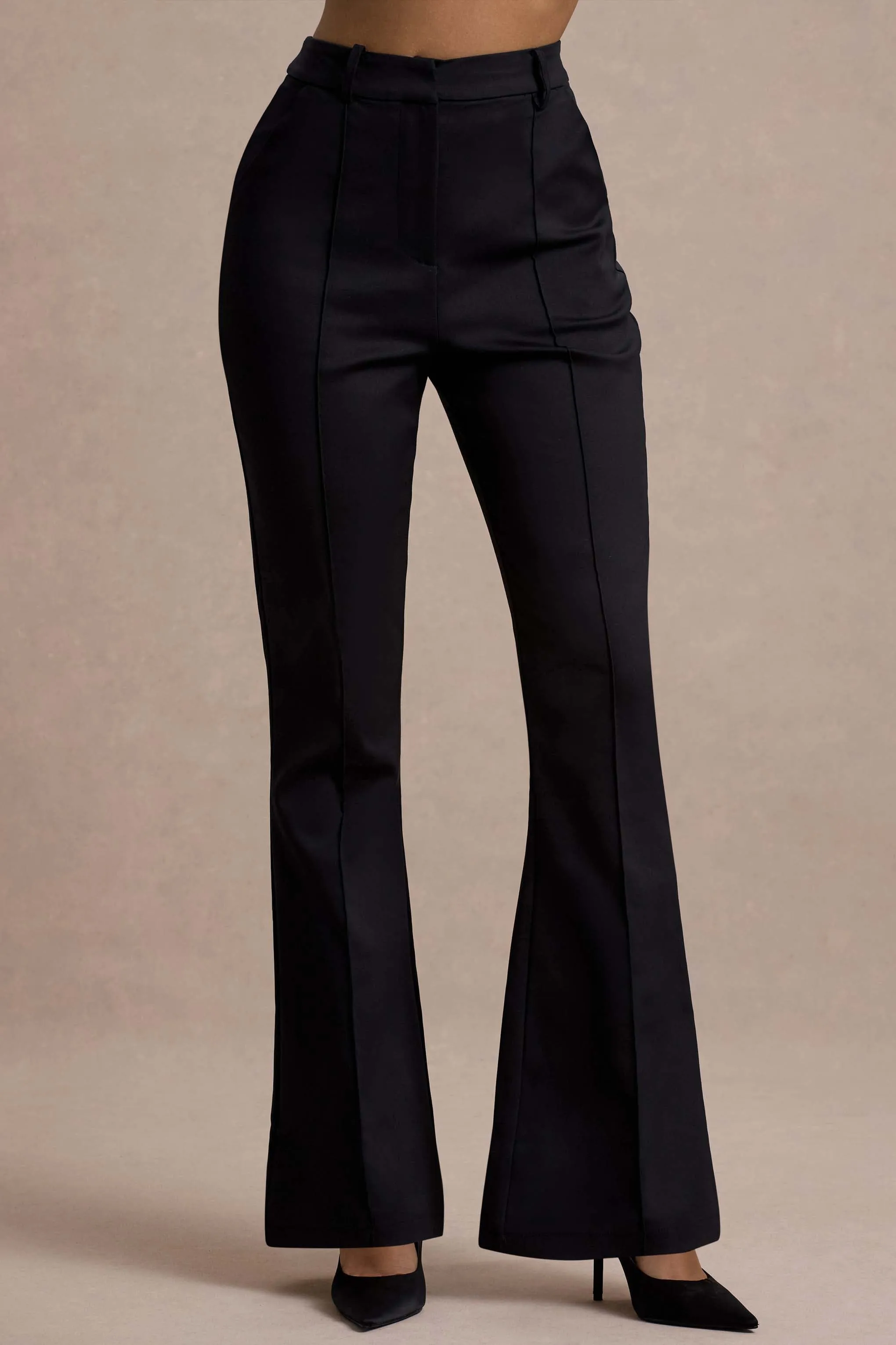 Kehlani | Black High Waist Wide Leg Trousers Club L London