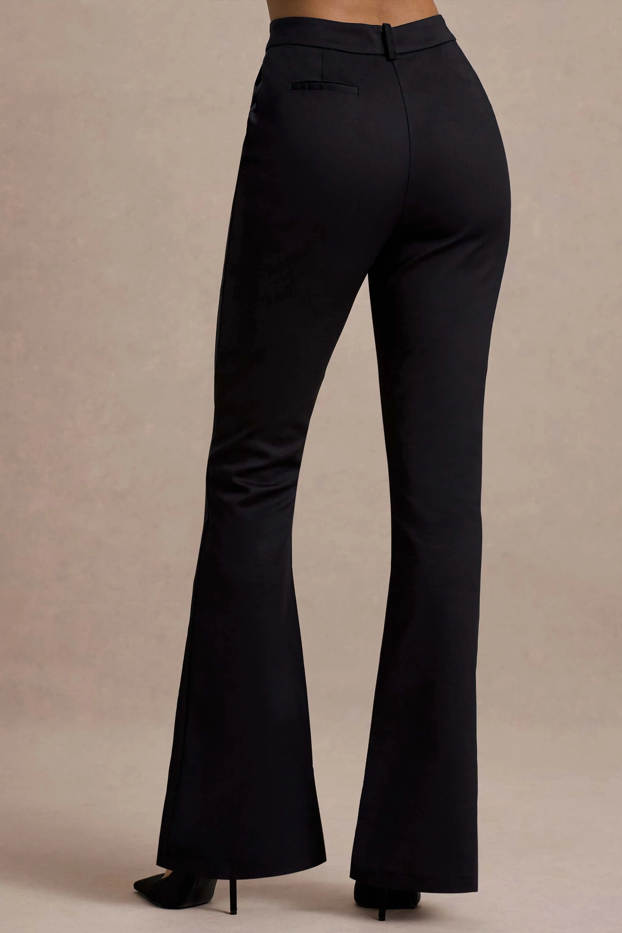 Kehlani | Black High Waist Wide Leg Trousers Club L London