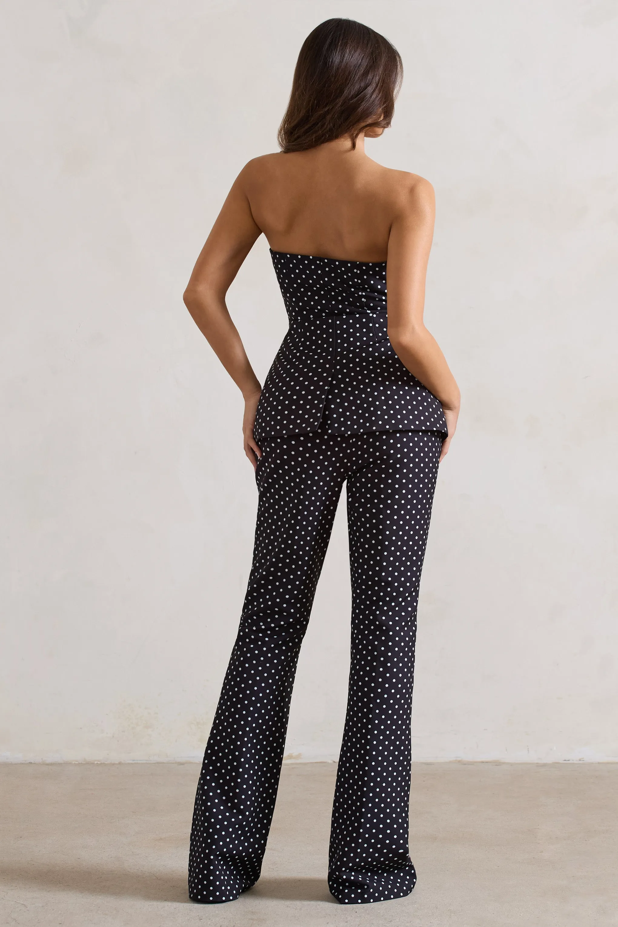 Kehlani | Black Polka Dot High Waist Wide Leg Trousers Club L London