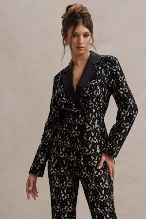 Kennedy | Black Lace Tailored Blazer Club L London