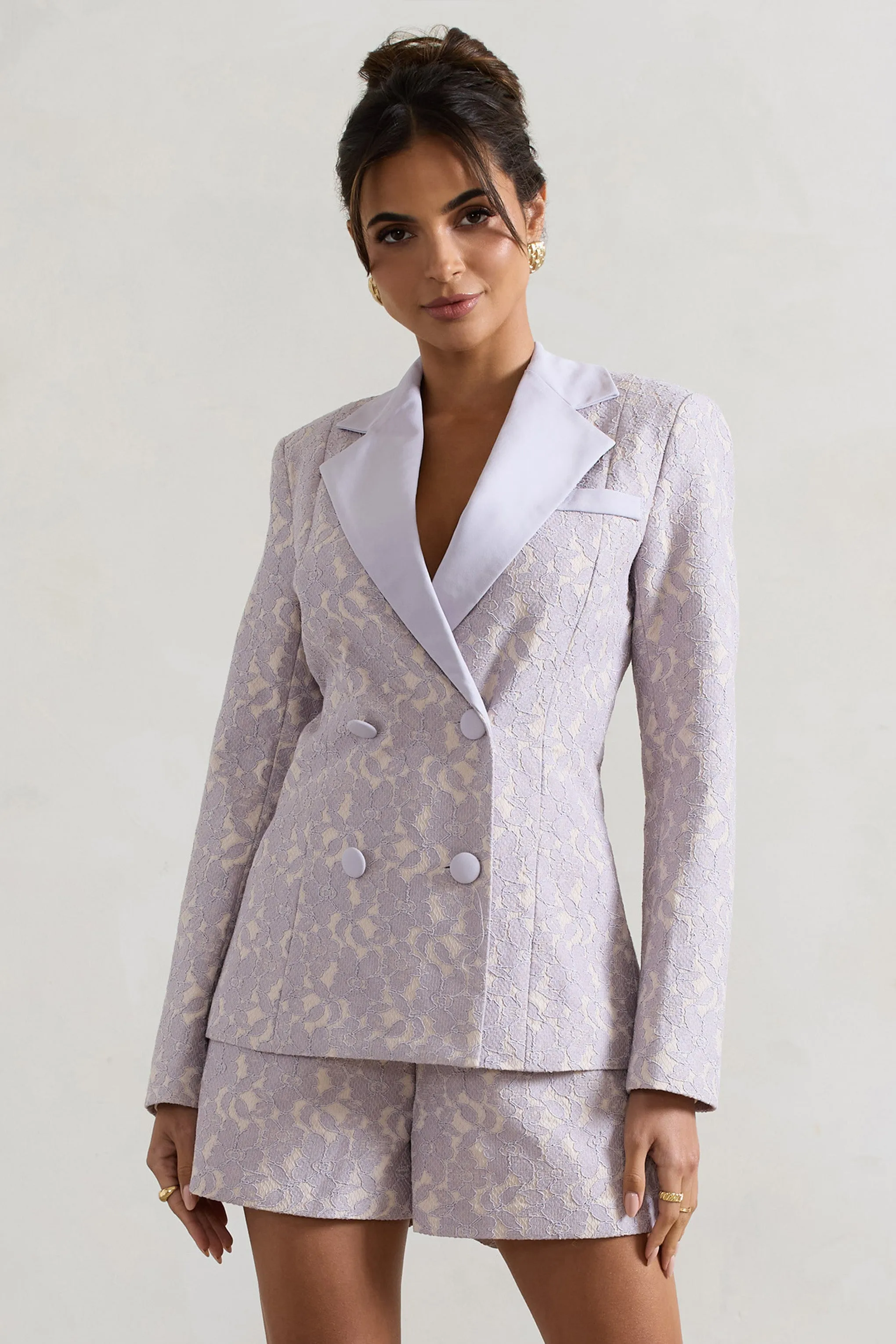 Kennedy | Mauve Lace Tailored Blazer Club L London