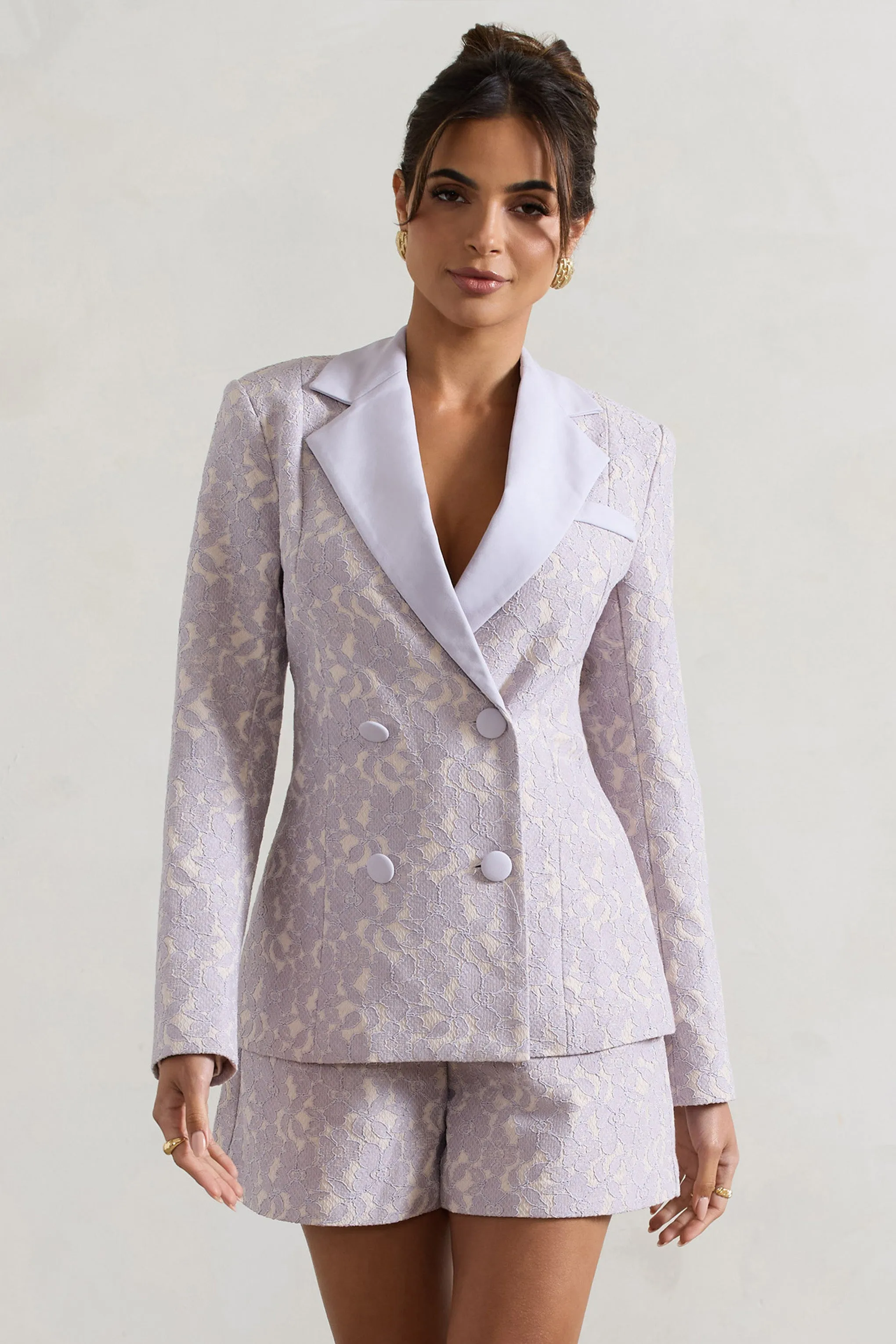 Kennedy | Mauve Lace Tailored Blazer Club L London