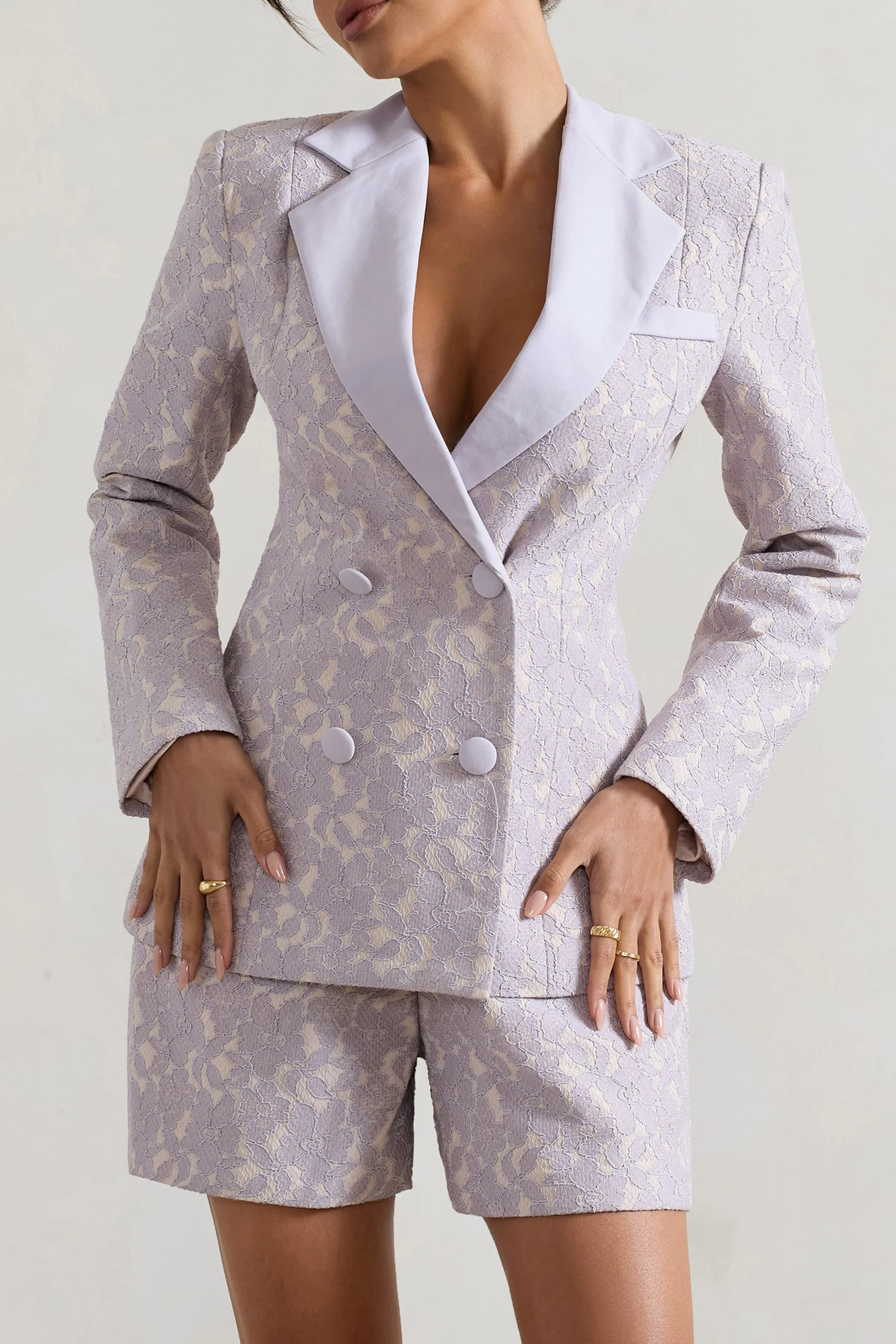 Kennedy | Mauve Lace Tailored Blazer Club L London