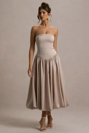 Keyton | Champagne Satin Bandeau Midi Dress Club L London