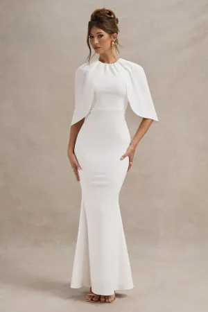 Kianne | White Draped Short-Sleeve Maxi Dress Club L London