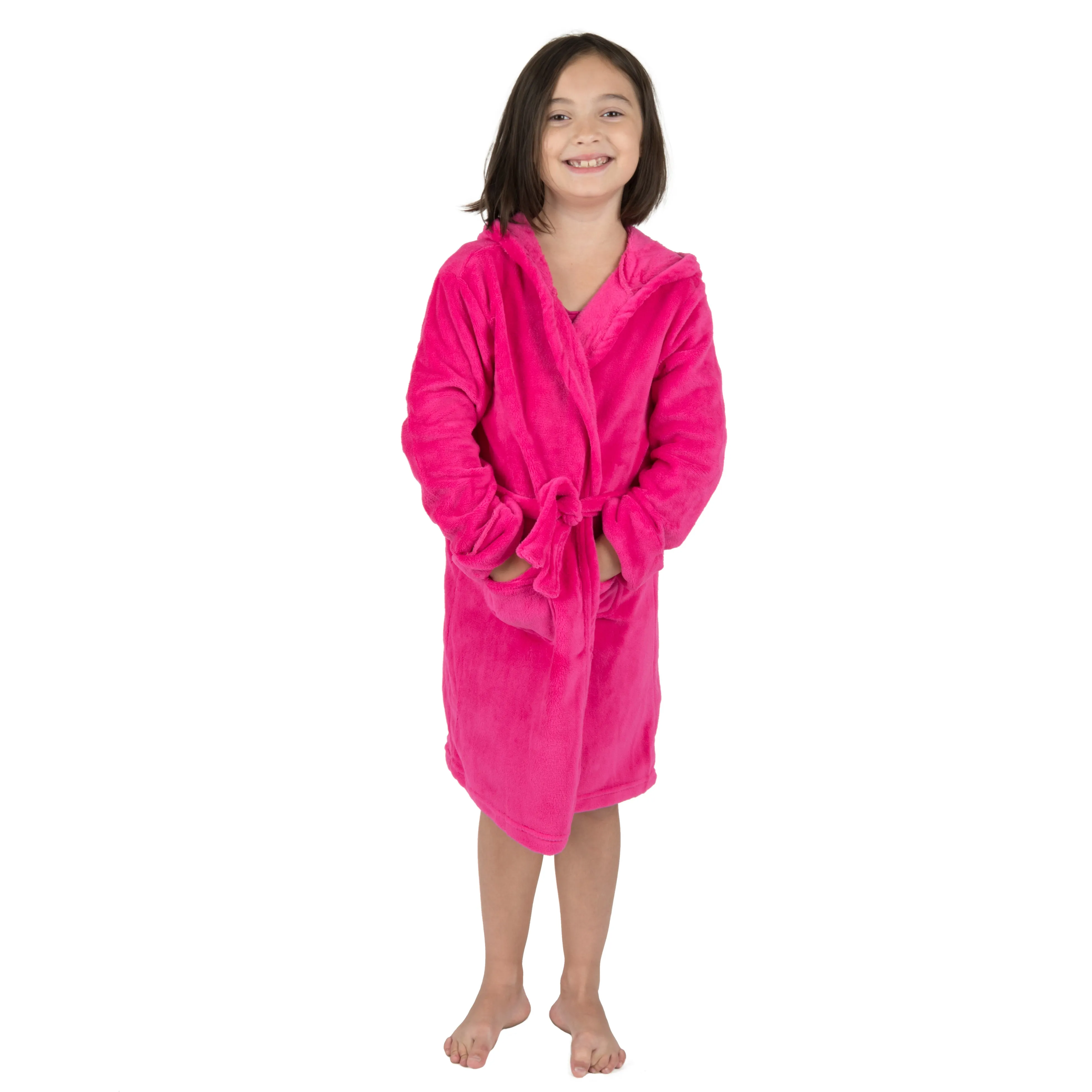 Kids Fleece Hooded Robe Classic Solid Color