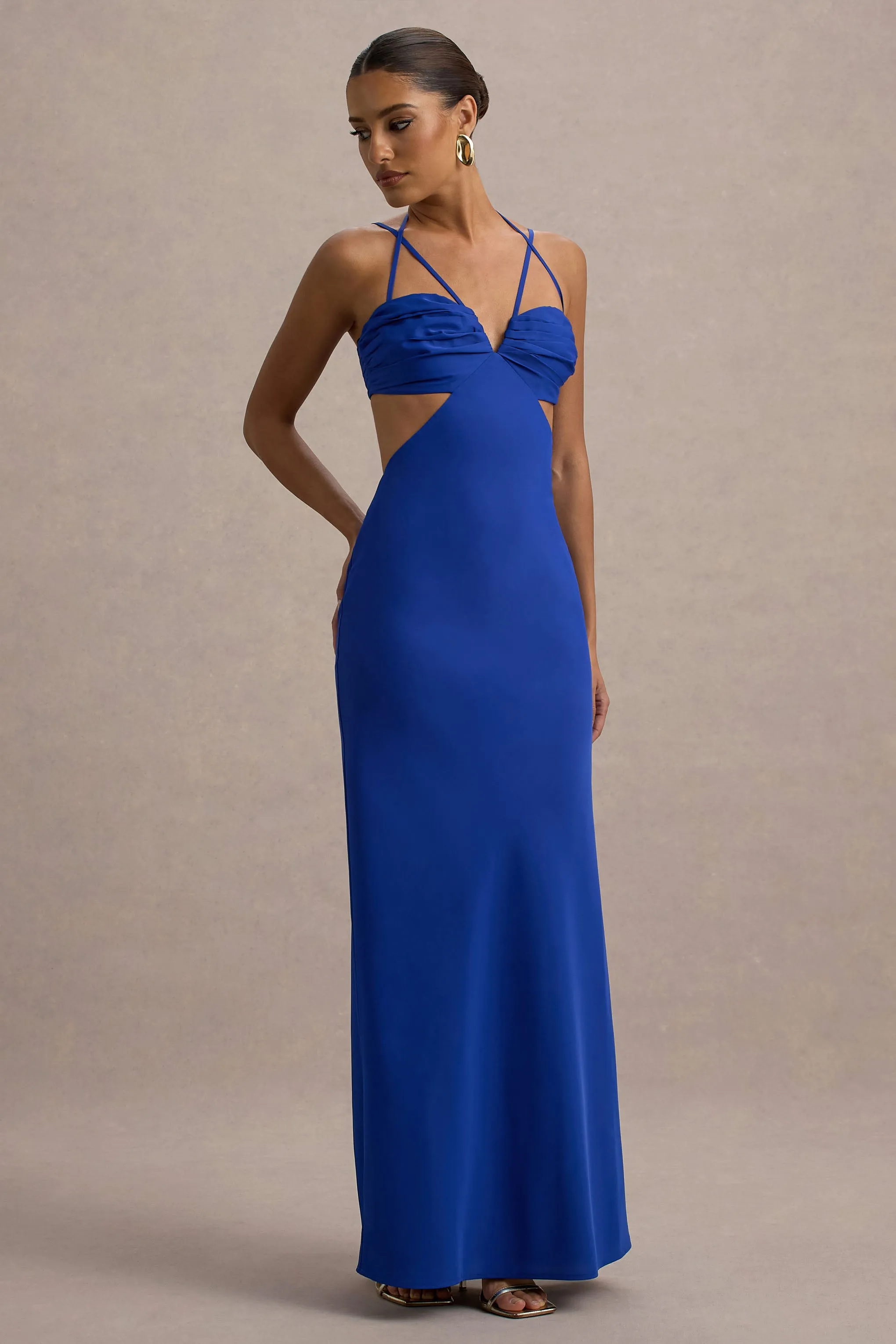 Leandra | Blue Strappy Cut-Out Maxi Dress Club L London