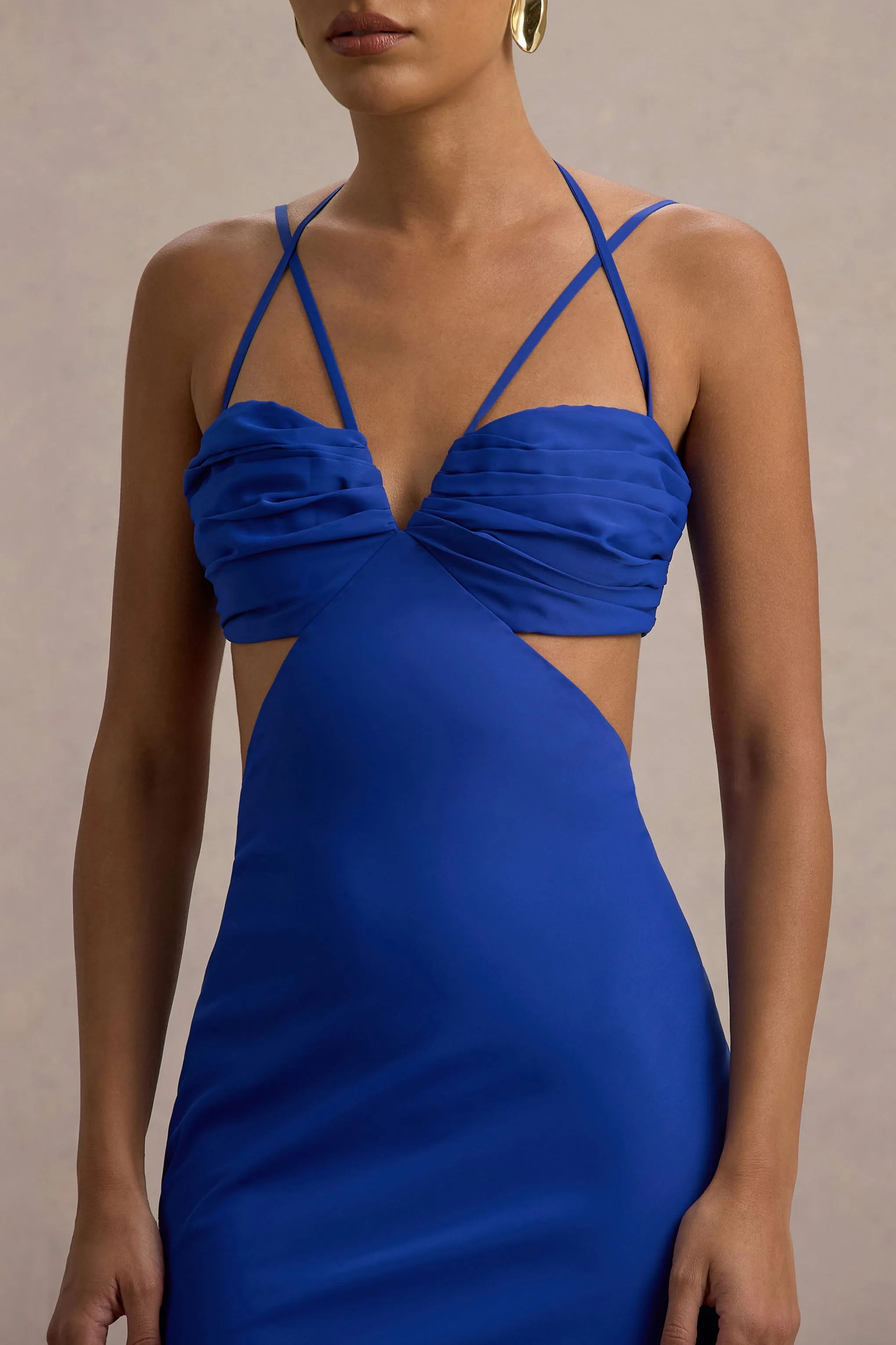 Leandra | Blue Strappy Cut-Out Maxi Dress Club L London