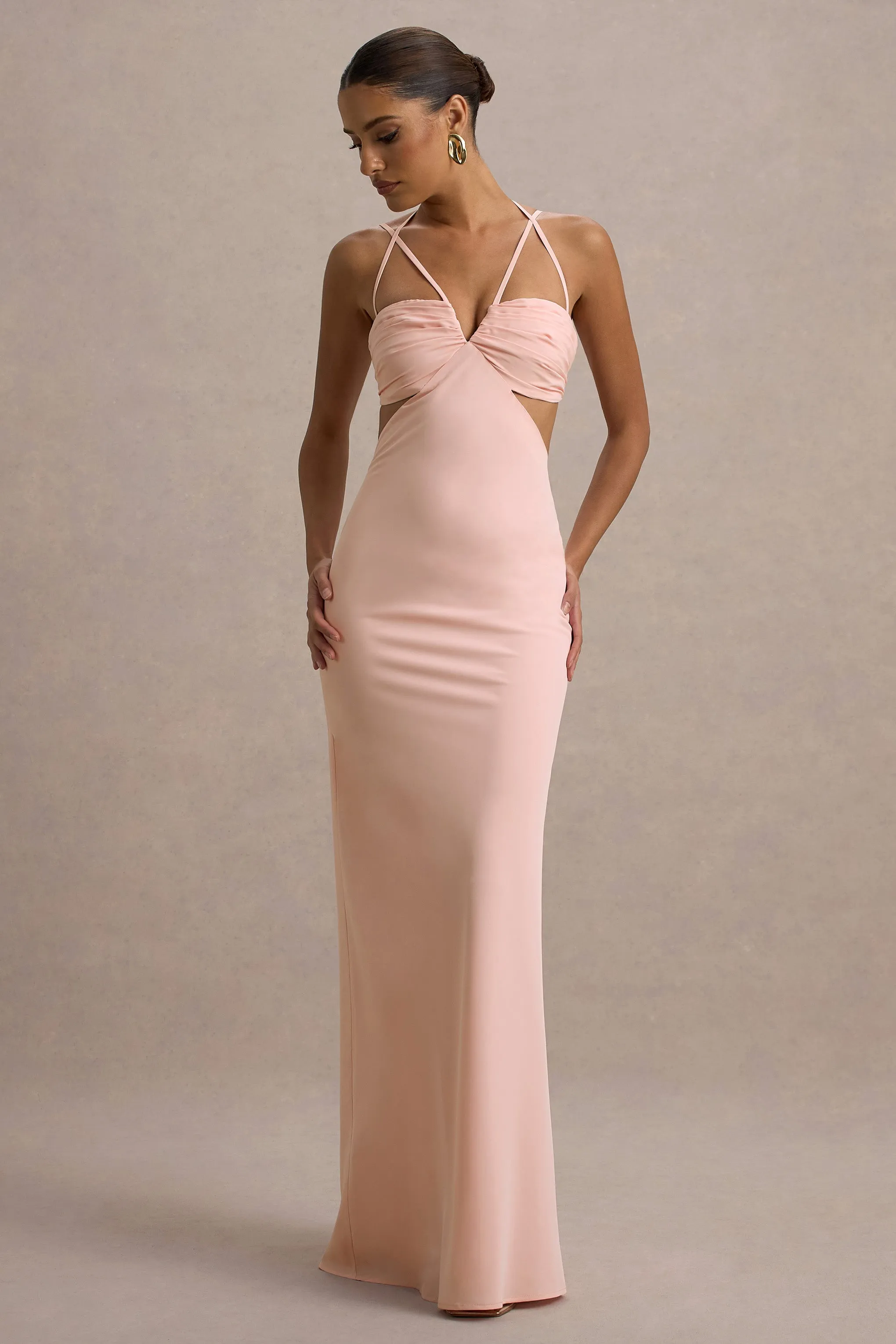 Leandra | Pink Strappy Cut-Out Maxi Dress Club L London