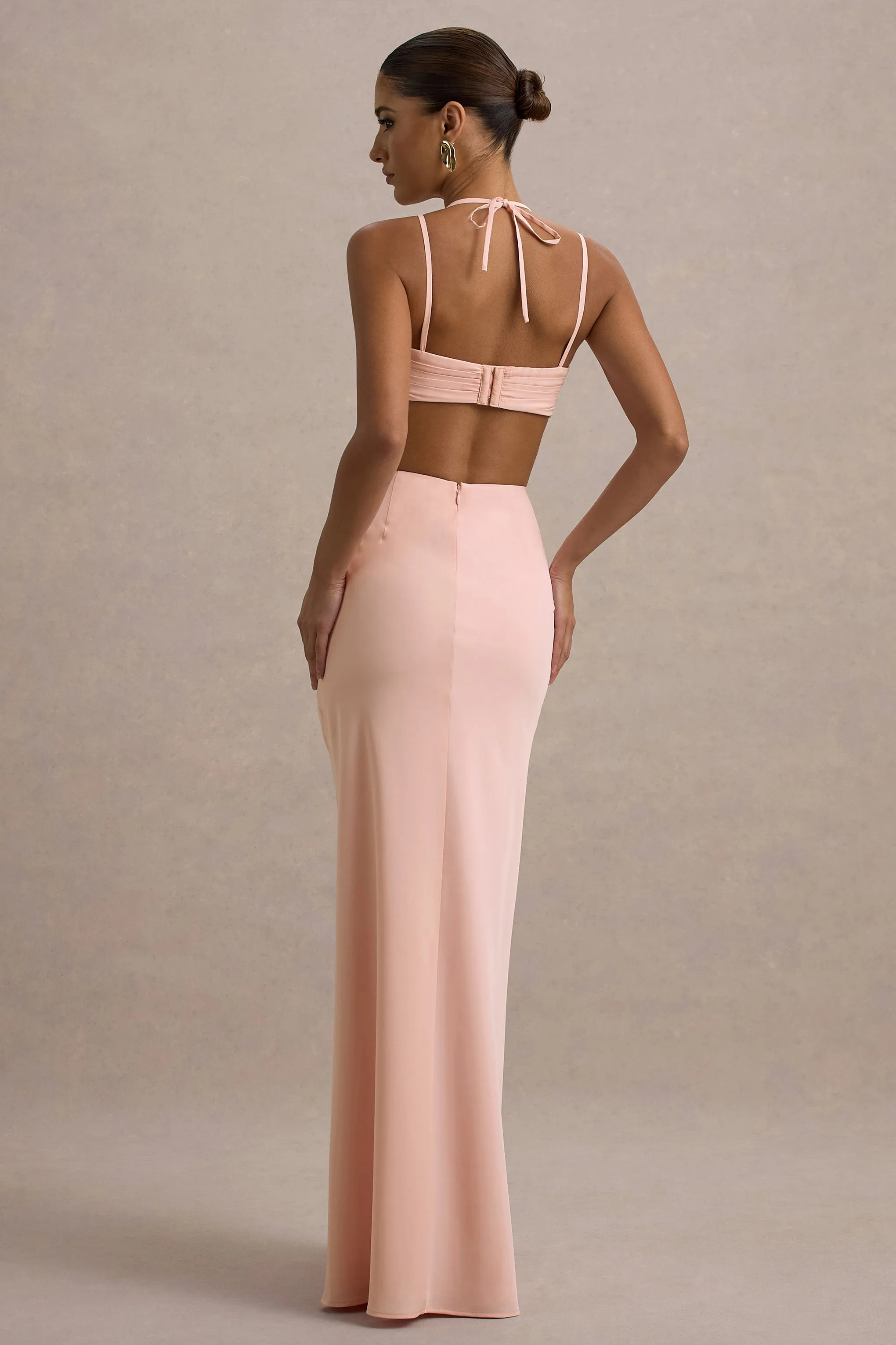 Leandra | Pink Strappy Cut-Out Maxi Dress Club L London