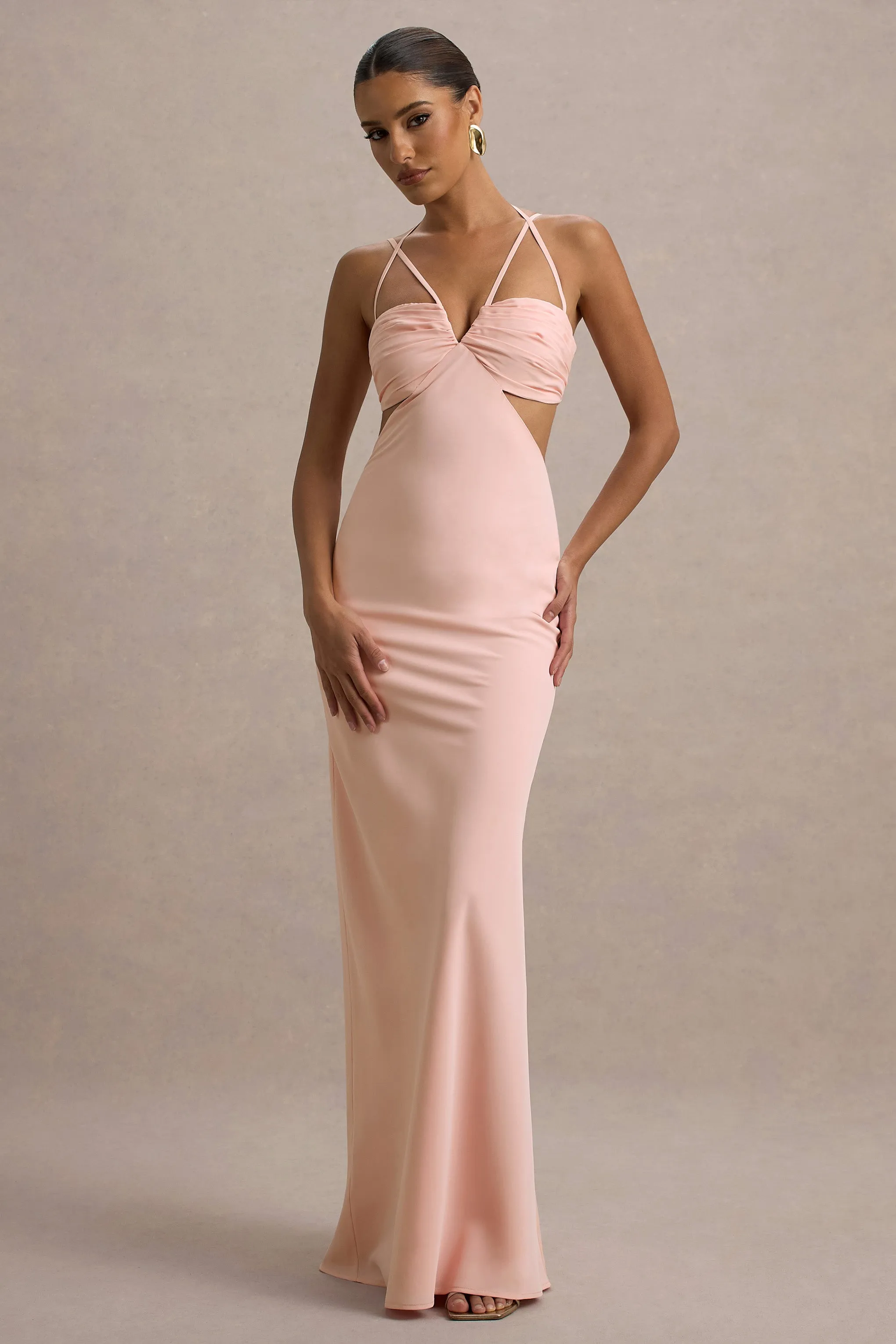 Leandra | Pink Strappy Cut-Out Maxi Dress Club L London