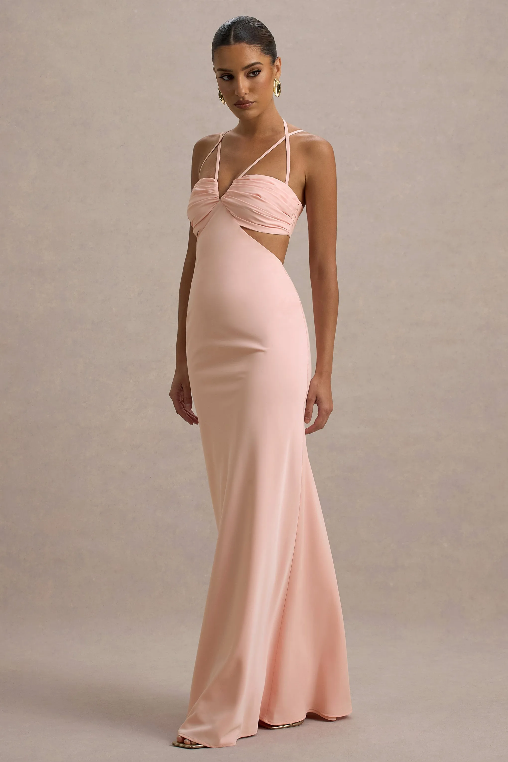 Leandra | Pink Strappy Cut-Out Maxi Dress Club L London