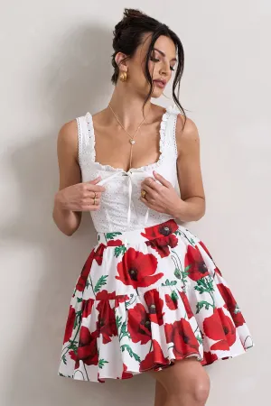 Lecce | White Broderie Buttoned Corset Style Top With Lace Detail Club L London