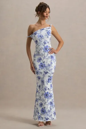 Lita | Blue Floral Twisted Asymmetric Maxi Dress Club L London