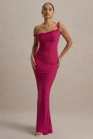 Lita | Hot Pink Twisted Asymmetric Maxi Dress Club L London