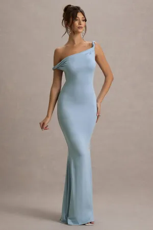 Lita | Powder Blue Twisted Asymmetric Maxi Dress Club L London