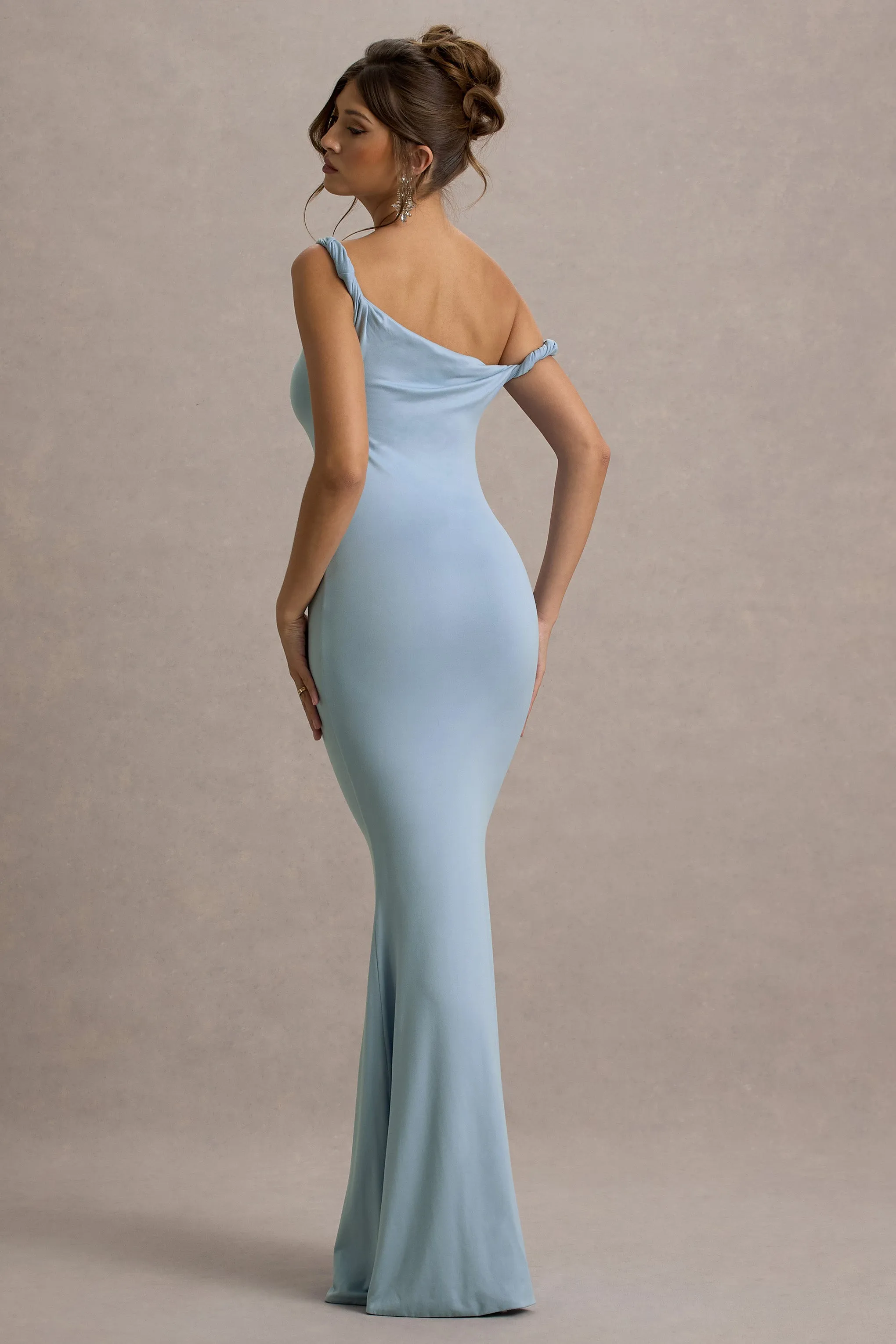 Lita | Powder Blue Twisted Asymmetric Maxi Dress Club L London